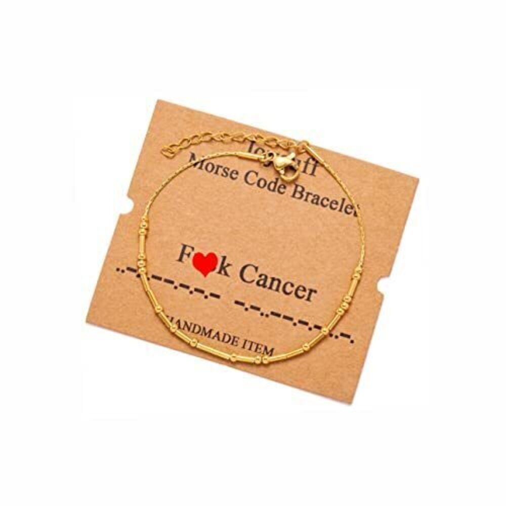 3755 Gifts for Cancer Patients Morse Code Bracelets Breast Cancer 18K Gold